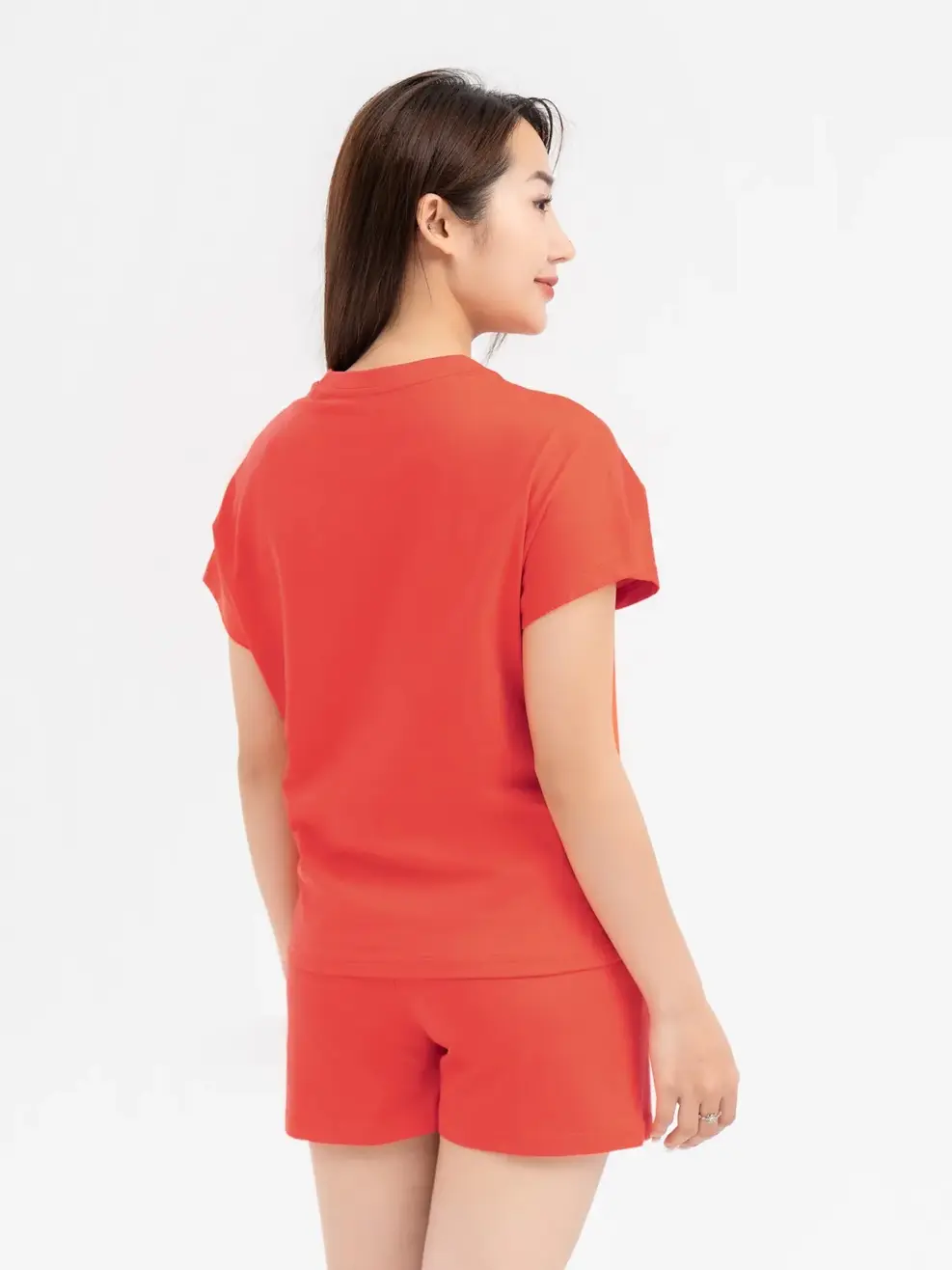 Đồ Bộ Nữ Sooc Tay Rơi Đính Đá 100% Cotton - Hồng - S