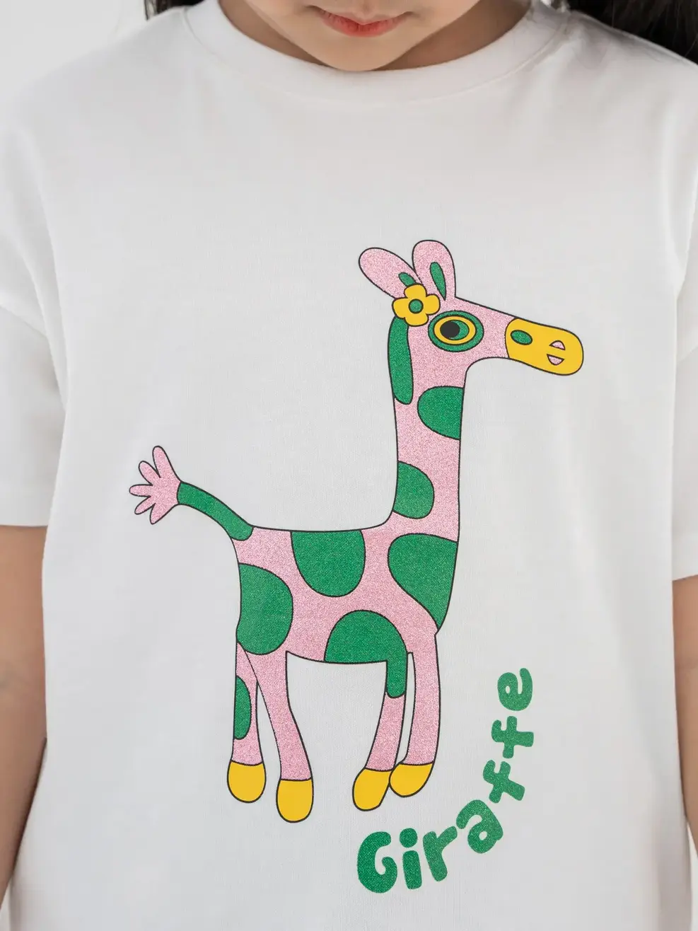 T-shirt Kid Bé In Hươu Cao Cổ - Trắng - 2