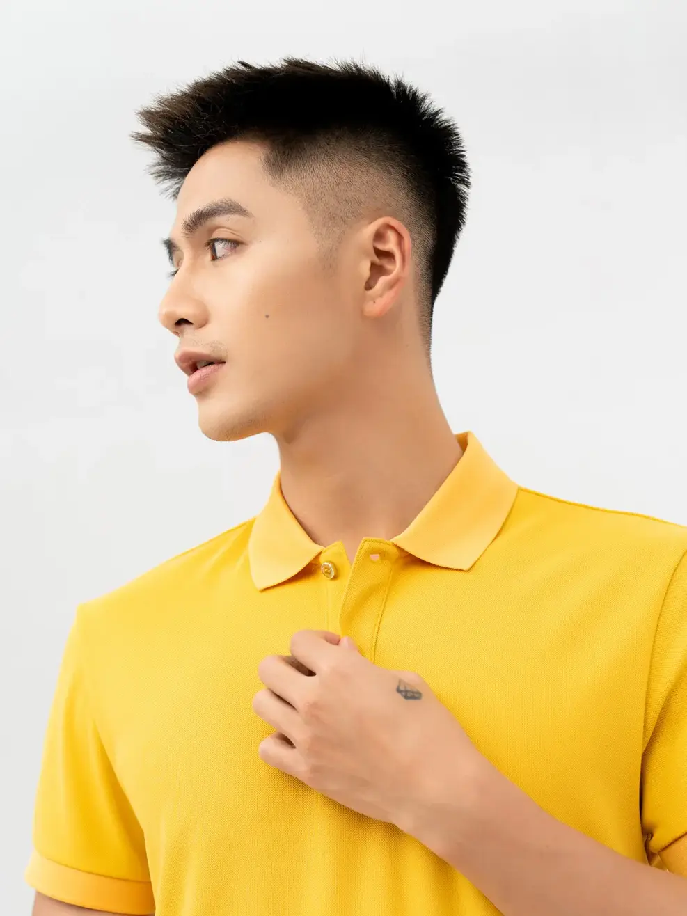 Polo Nam Cafe Dệt Tổ Ong Basic - Vàng - M