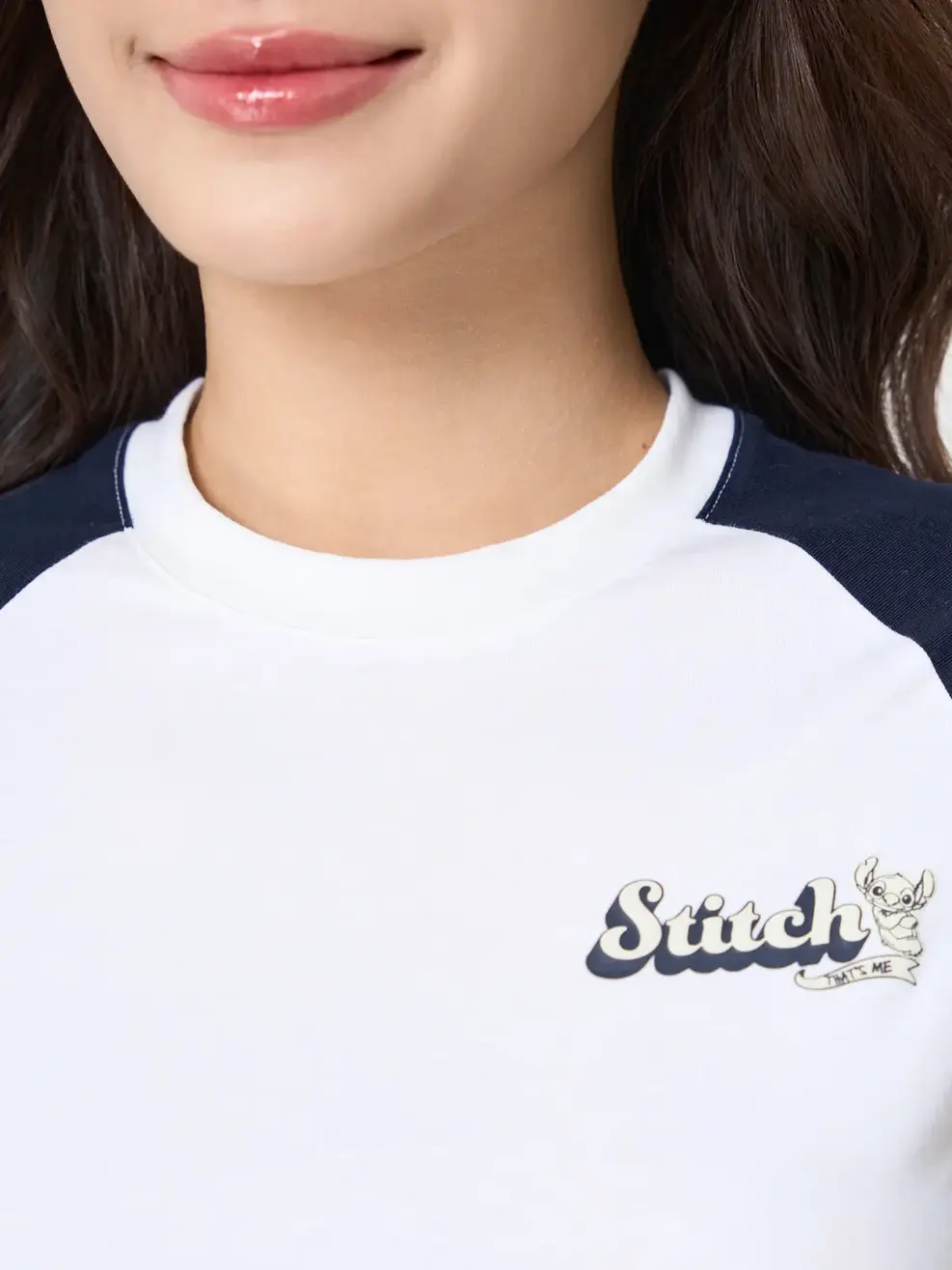 Áo Phông Nữ Tay Raglan Sun Sea Stitch - Trắng 001 - S