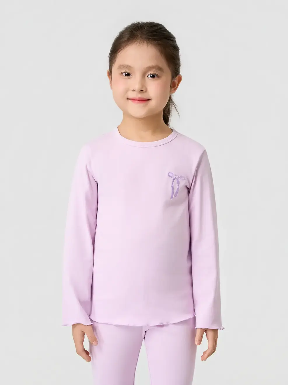 Bộ Bé Gái Thêu Nơ - TÍM 24 VẢI S839 - 110