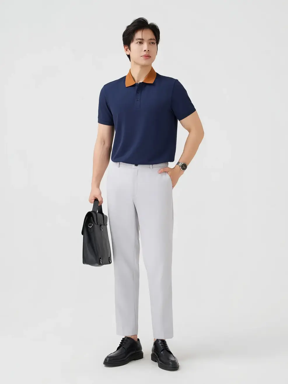 Áo Polo Nam Ngắn Tay Cổ Phối Bo - Navy 023 - XL