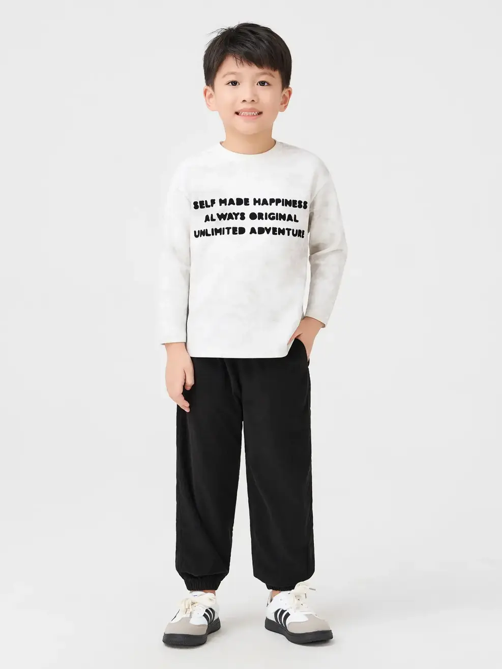 Áo Phông Dài Tay Loang Màu - Trắng 001 - 110