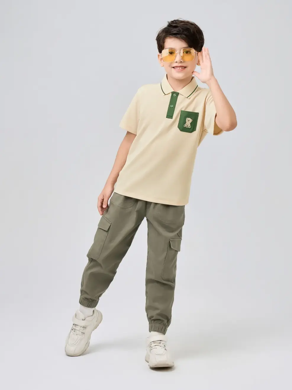 ÁO POLO TRẺ EM CÓ TÚI NGỰC - Be - 2