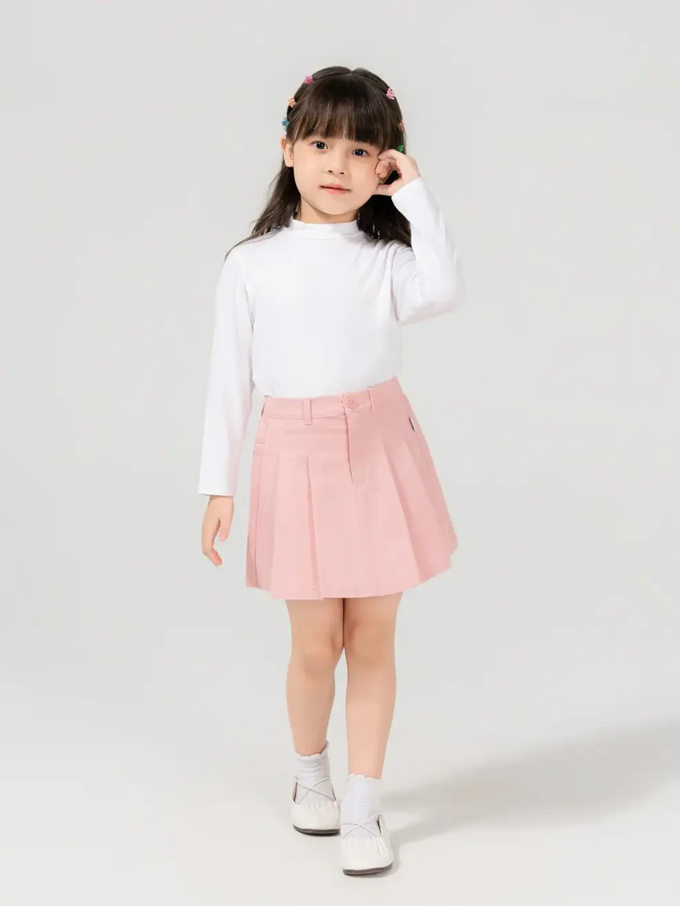 Chân Váy Kid Xếp Li - Hồng - 2-3