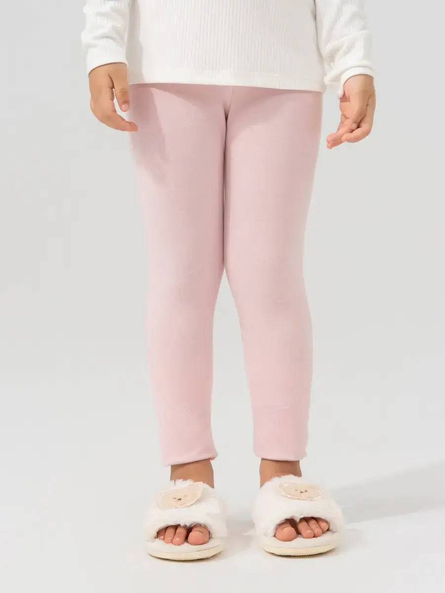 Quần Leging Kid Cạp Cao Dải Chỉ - Hồng - 2-3