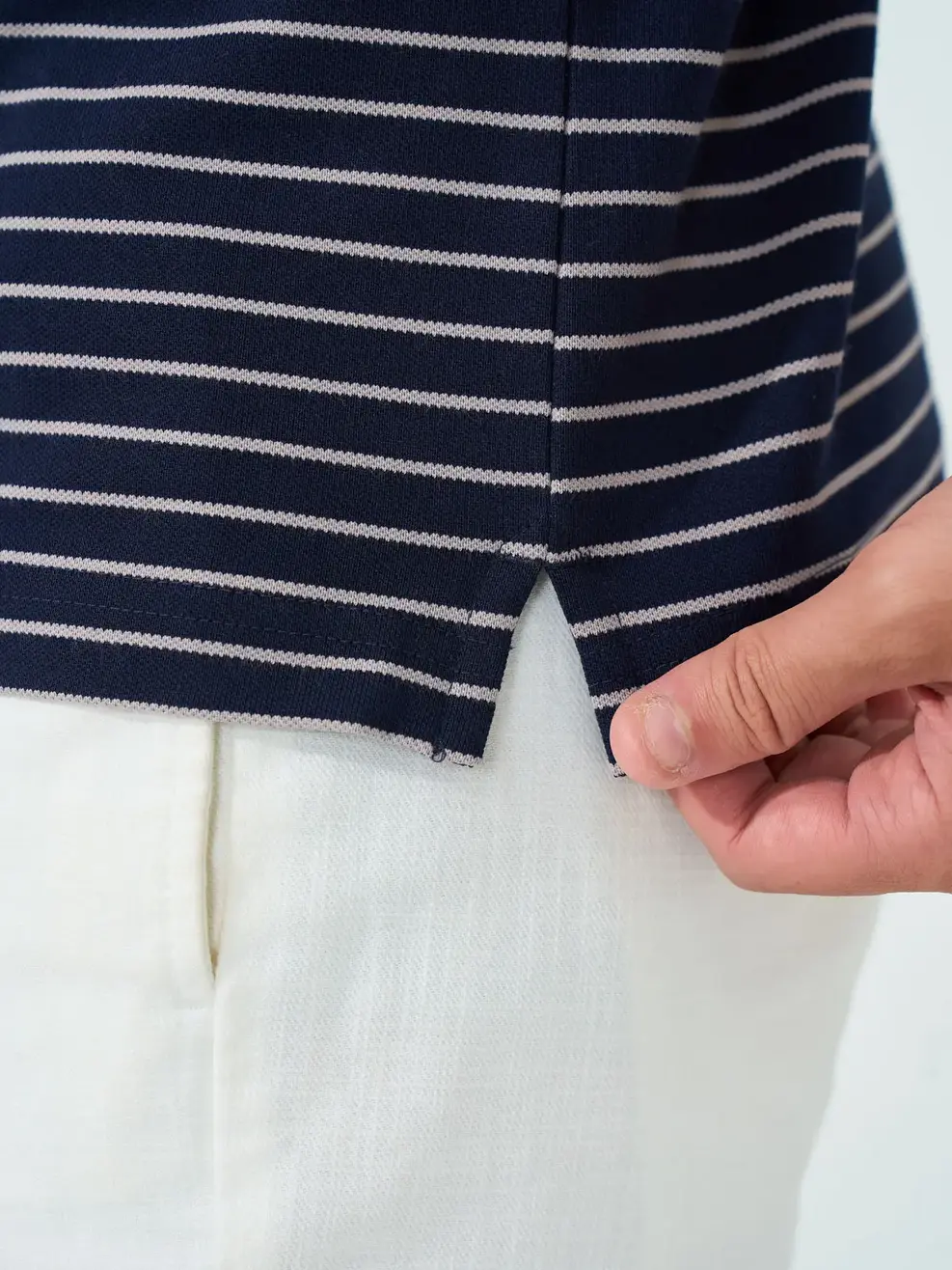 Áo Polo Nam Regular Họa Tiết Kẻ Ngang - Kẻ Tím Than 130 - M