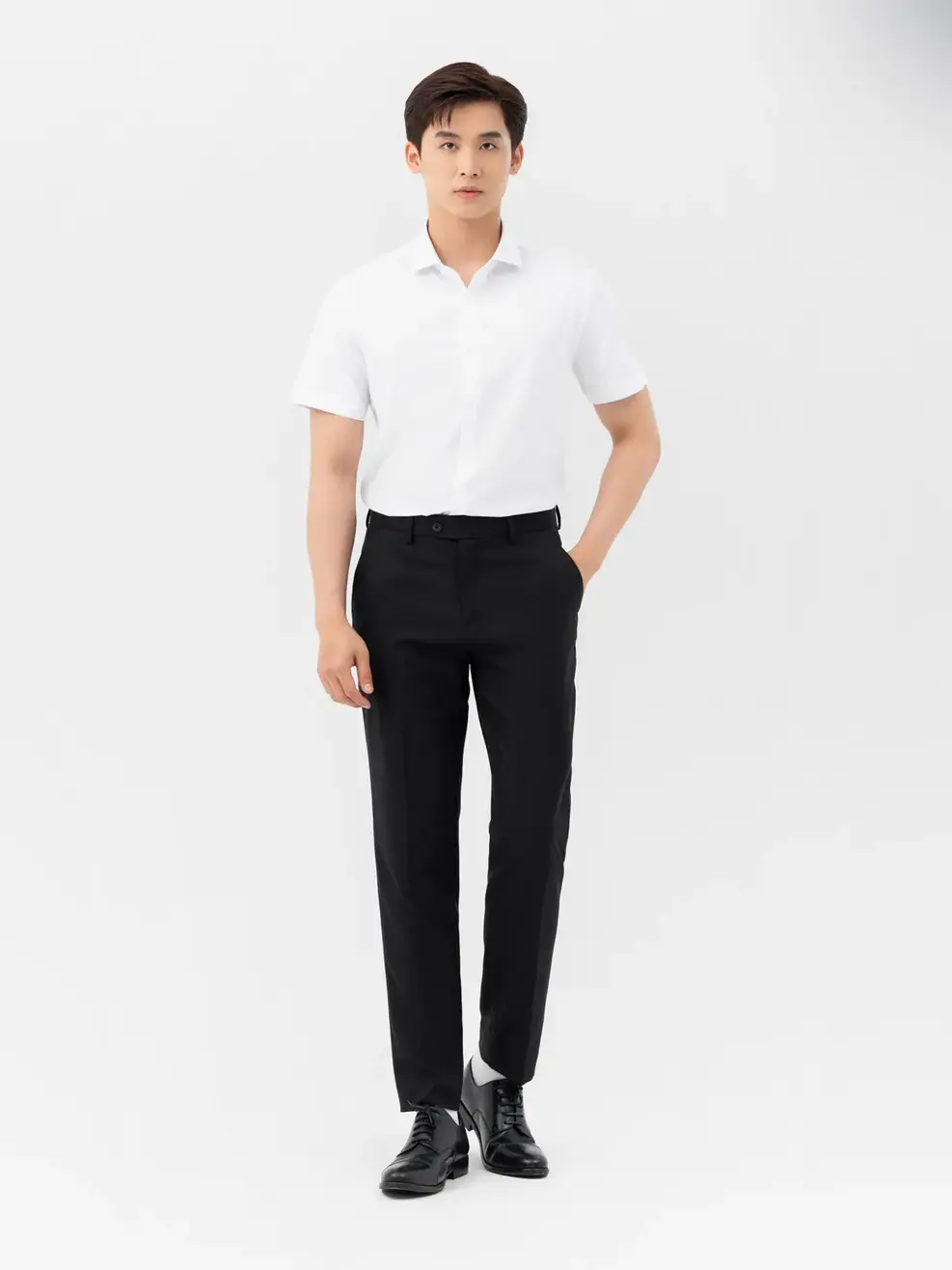 Sơ Mi Sợi Tre Cộc Tay Quốc Dân - Trắng - M