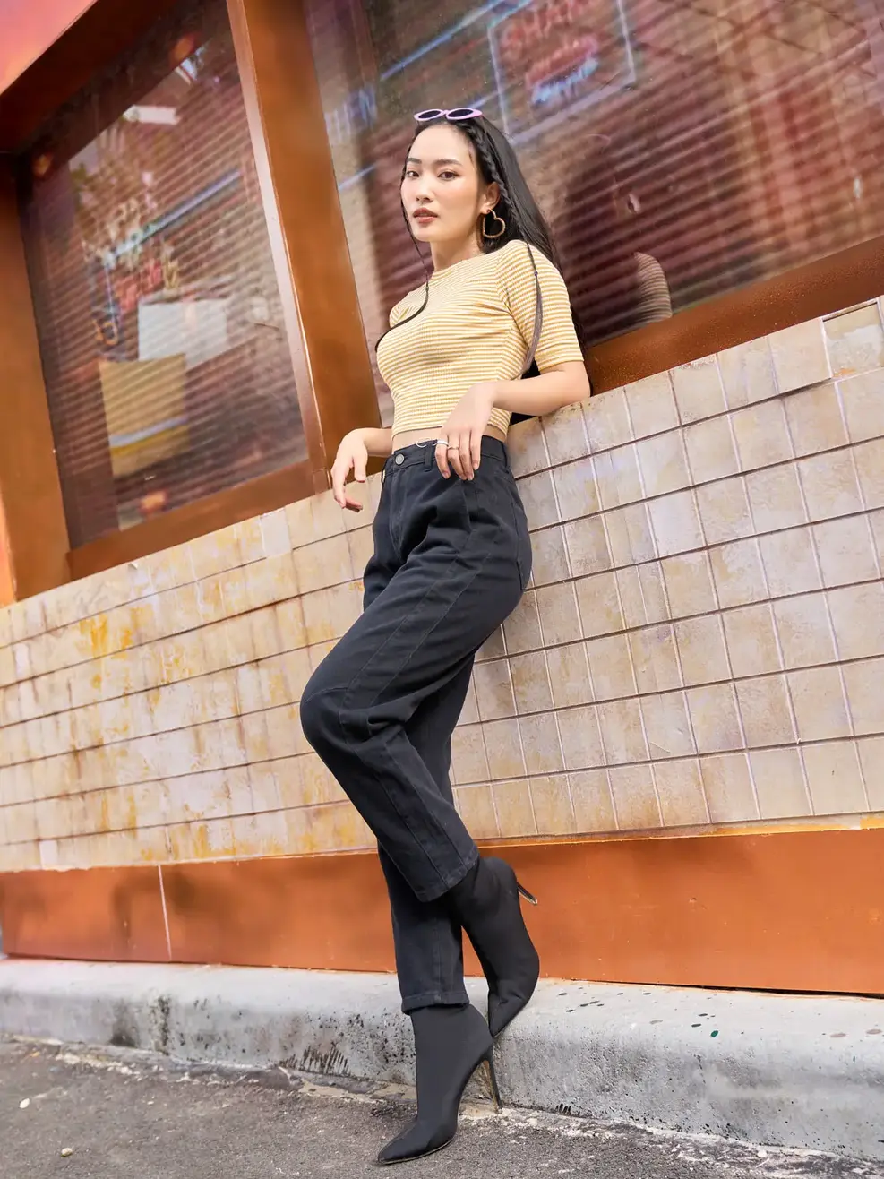 Quần khaki dáng boy túi dọc - Đen - 29