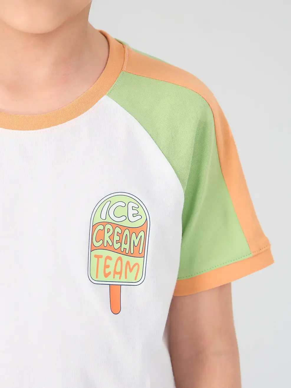 Bộ Đồ Trẻ Em Tay Raglan Phối Màu - Trắng cam - 2-3