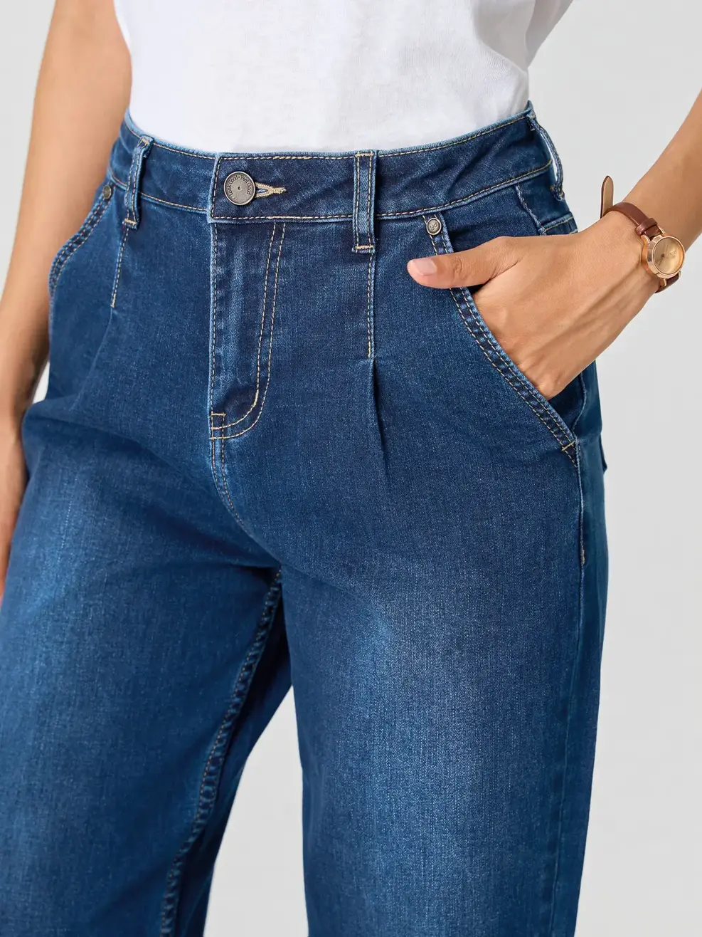 Quần Jeans Nữ Baggy Xếp Ly - Màu chàm 002 - 26