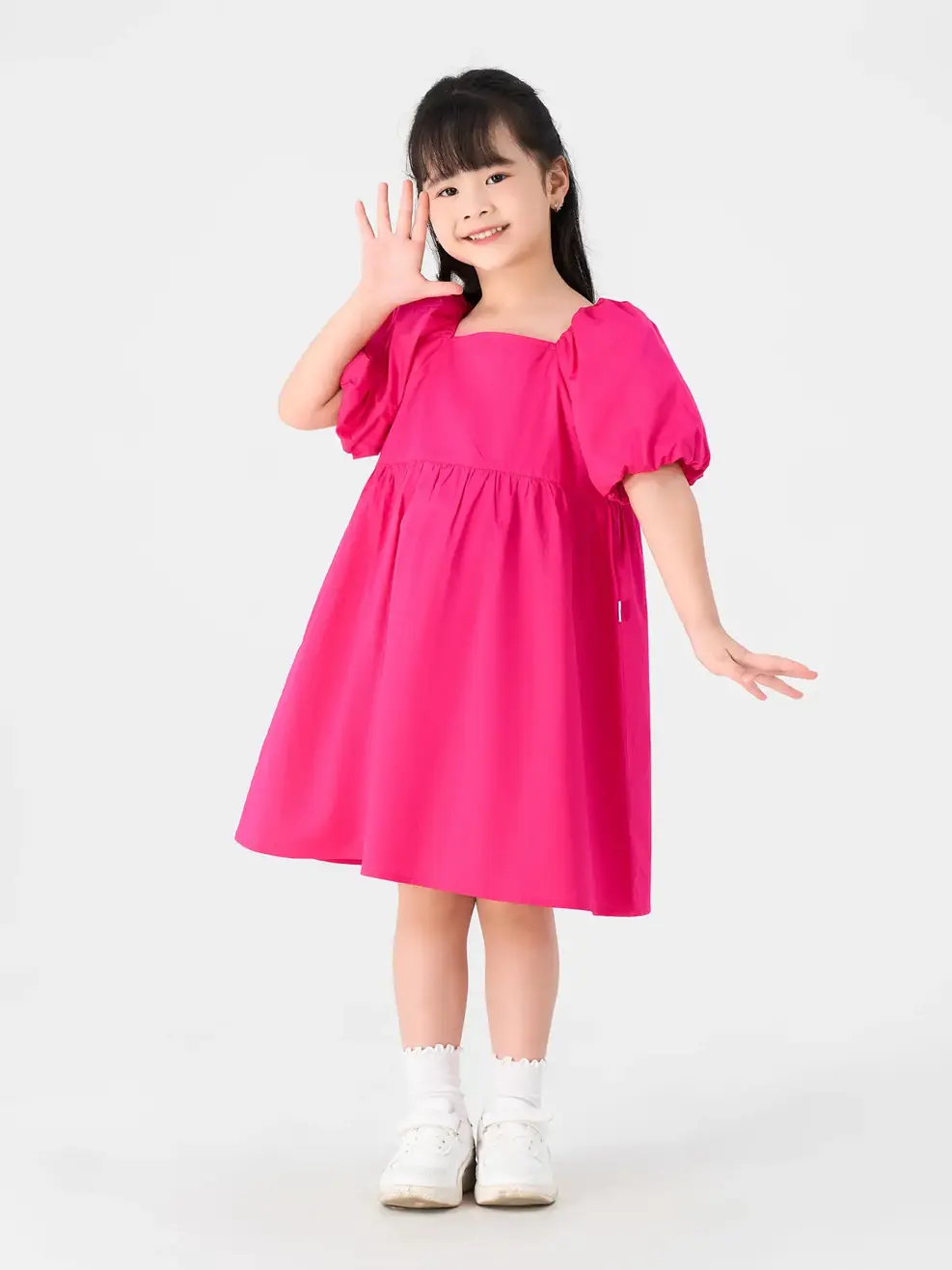 Đầm Kid Tay Bồng - Hồng - 2-3