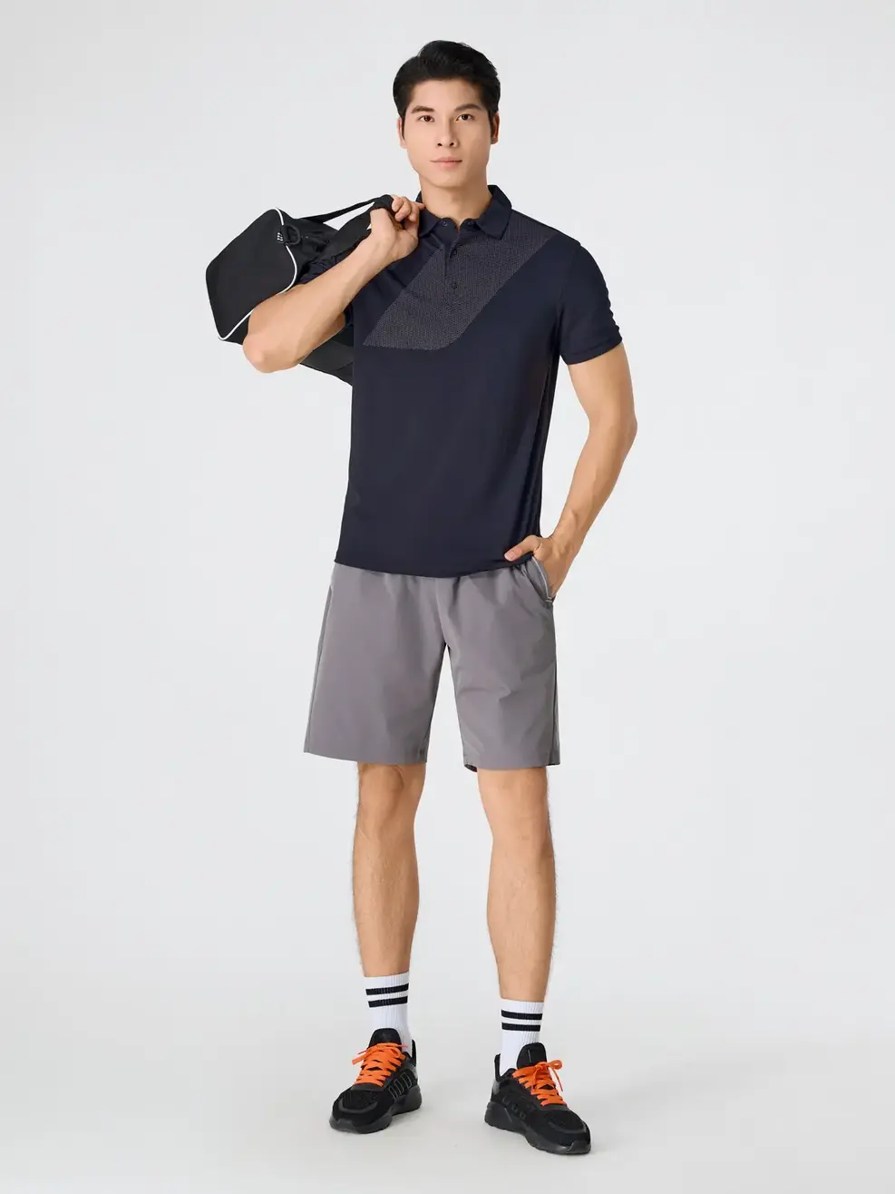 Áo Polo Nam Thể Thao In Hoạ Tiết - ĐEN 002 - S