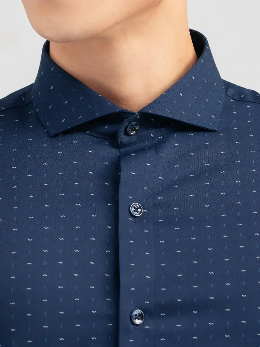 Sơ Mi Dài Tay Nam Họa Tiết Nhí - Xanh than - M