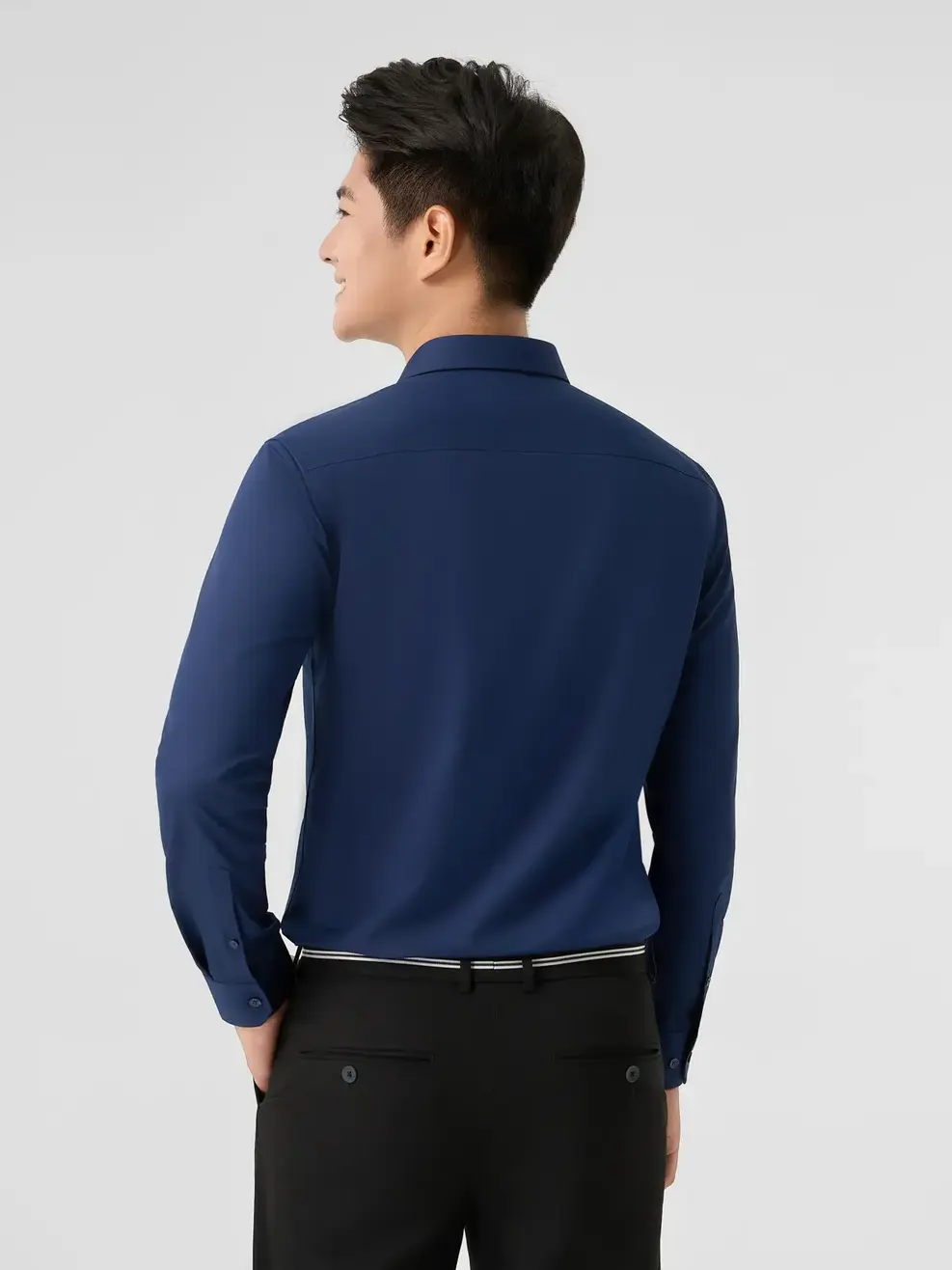 Áo Sơ-mi Nam Dài Tay Sợi Tre Quốc Dân - Tím than 103 - M