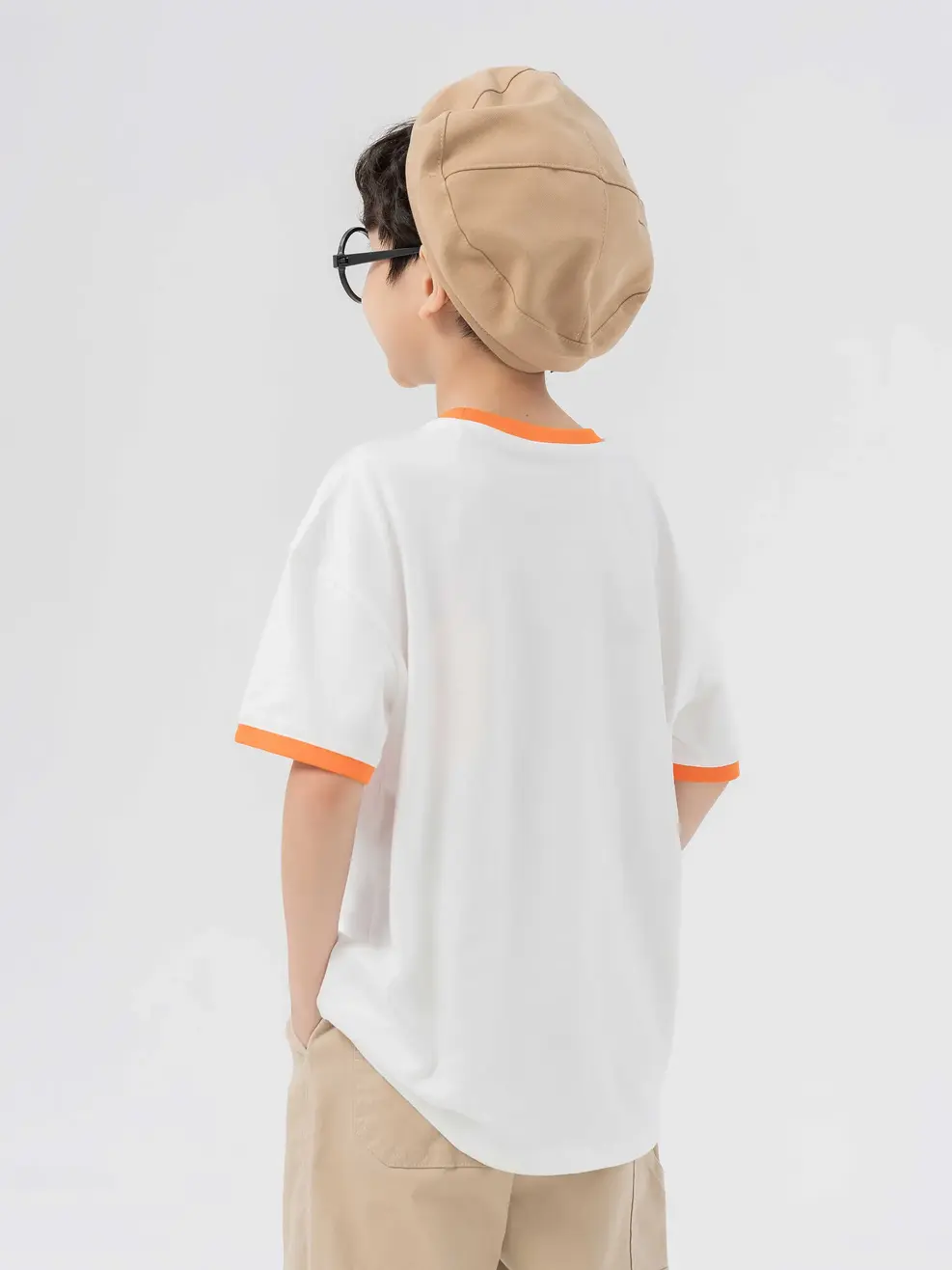 T-shirt Kid In Chữ - Trắng phối cam - 2
