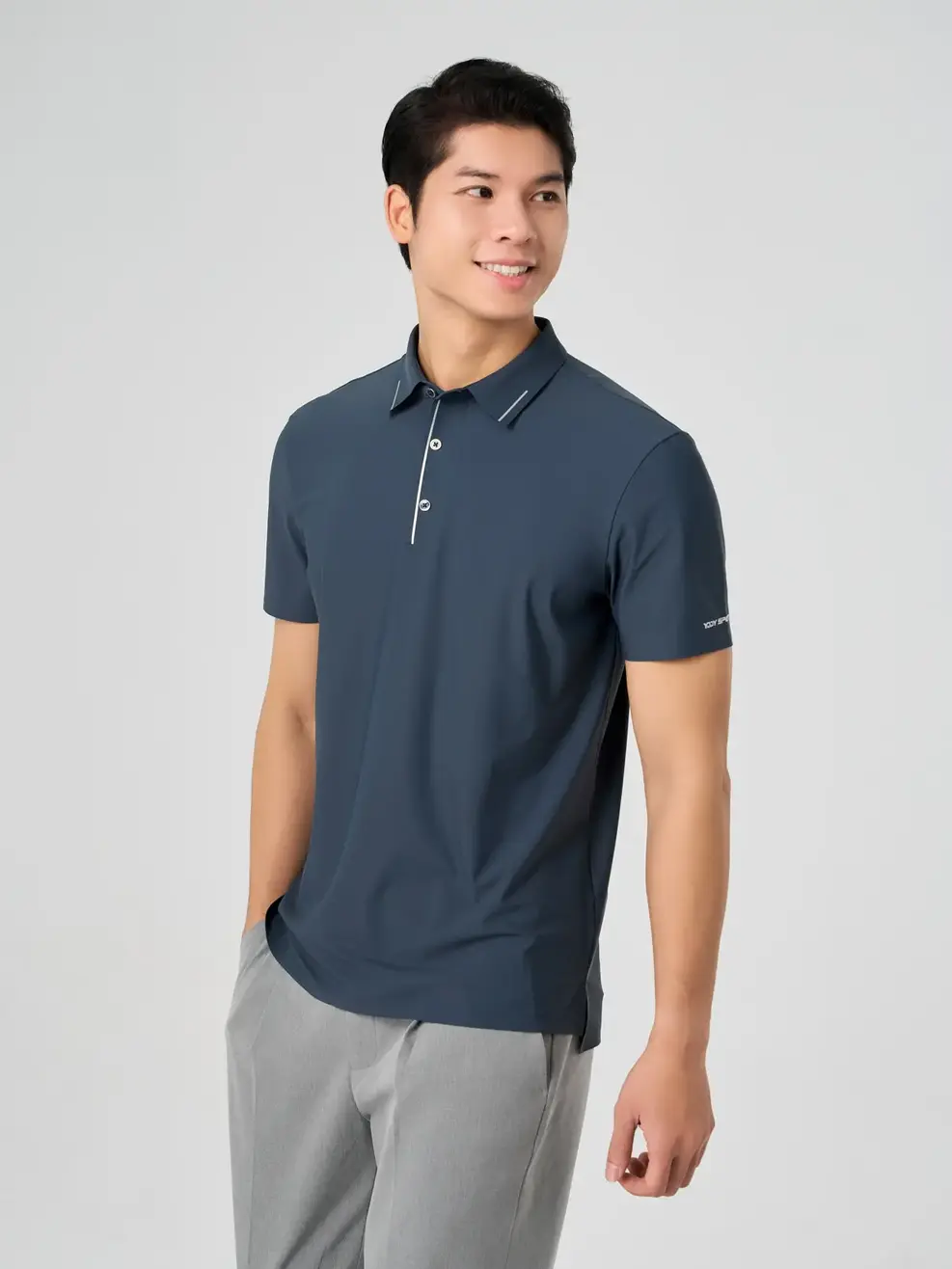 Áo Polo Nam Thể Thao Ép Seam Gấu Áo - Navy 014 - M