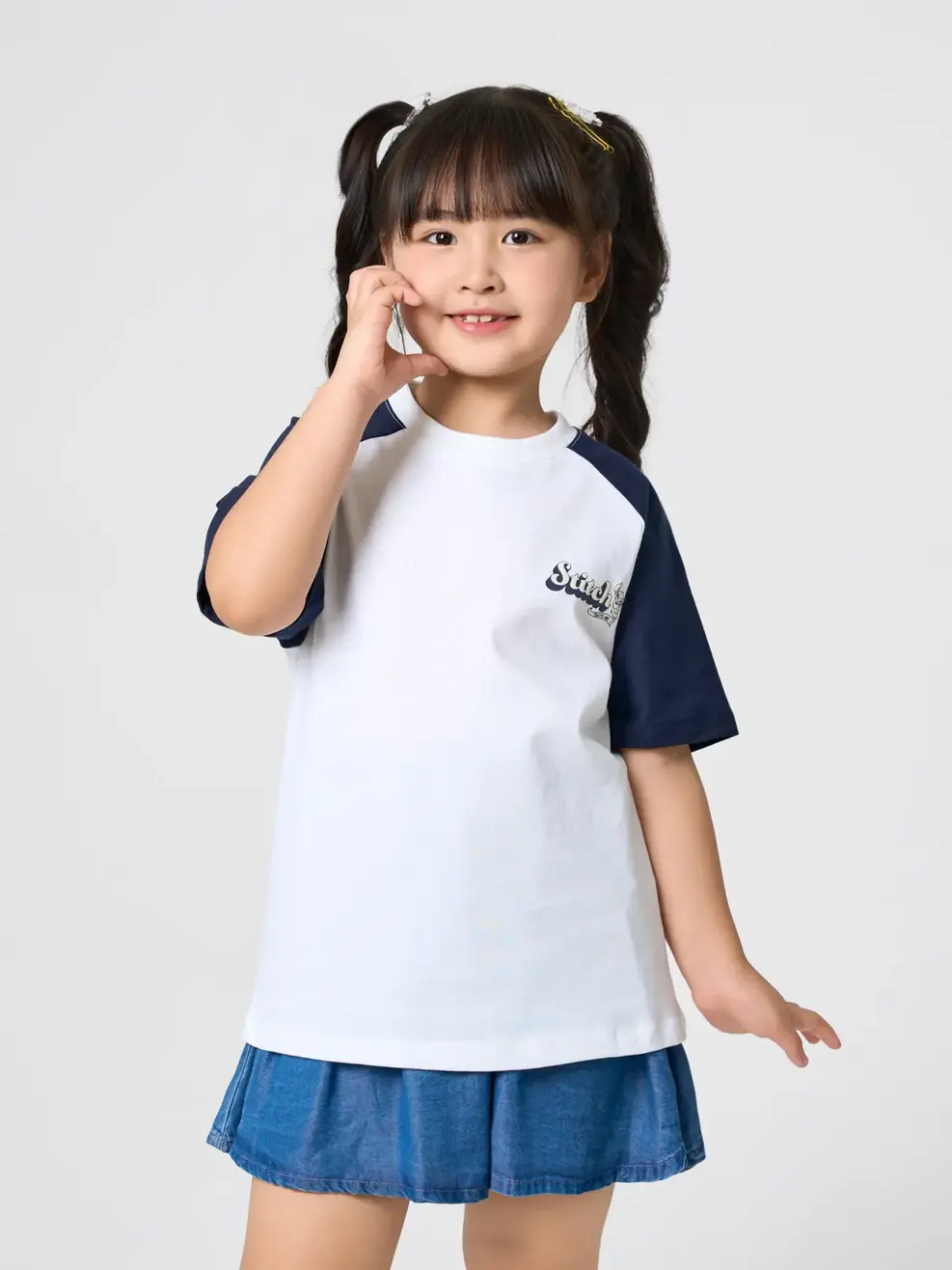 Áo Phông Tay Raglan Sun Sea Stitch - Trắng 001 - 2-3