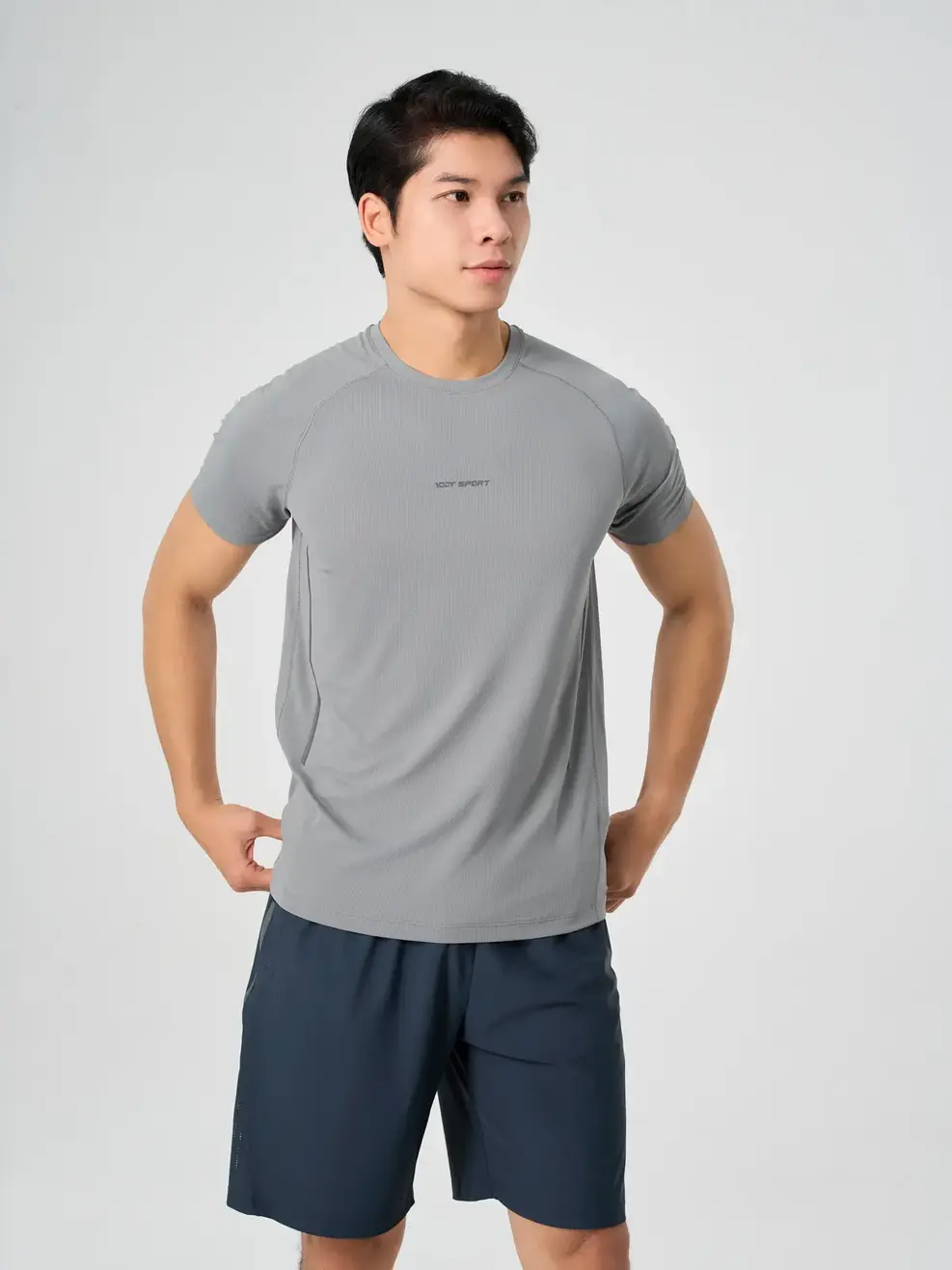 Áo Phông Nam Thể Thao Tay Raglan In Sườn - Xám 020 - XL