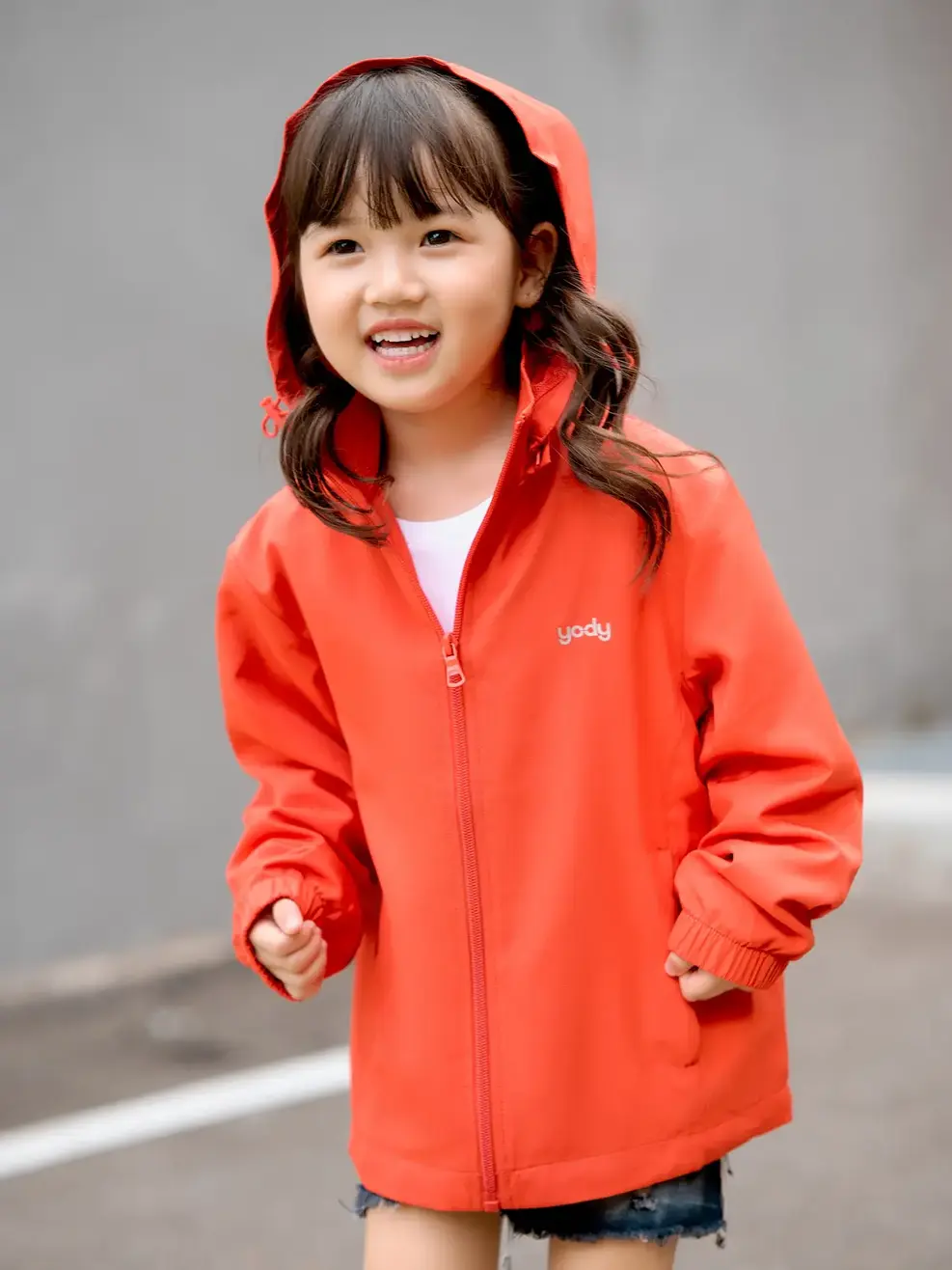 Áo khoác gió trẻ em trượt nước thông minh - Cam - 2-3