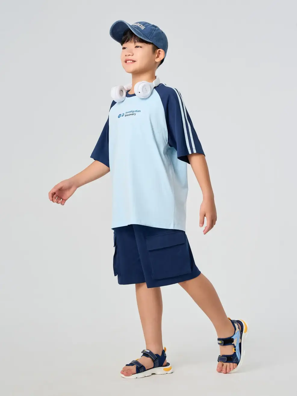 Bộ Đồ Áo Tay Raglan Mix Quần Túi Hộp - XANH 012 - 8-9