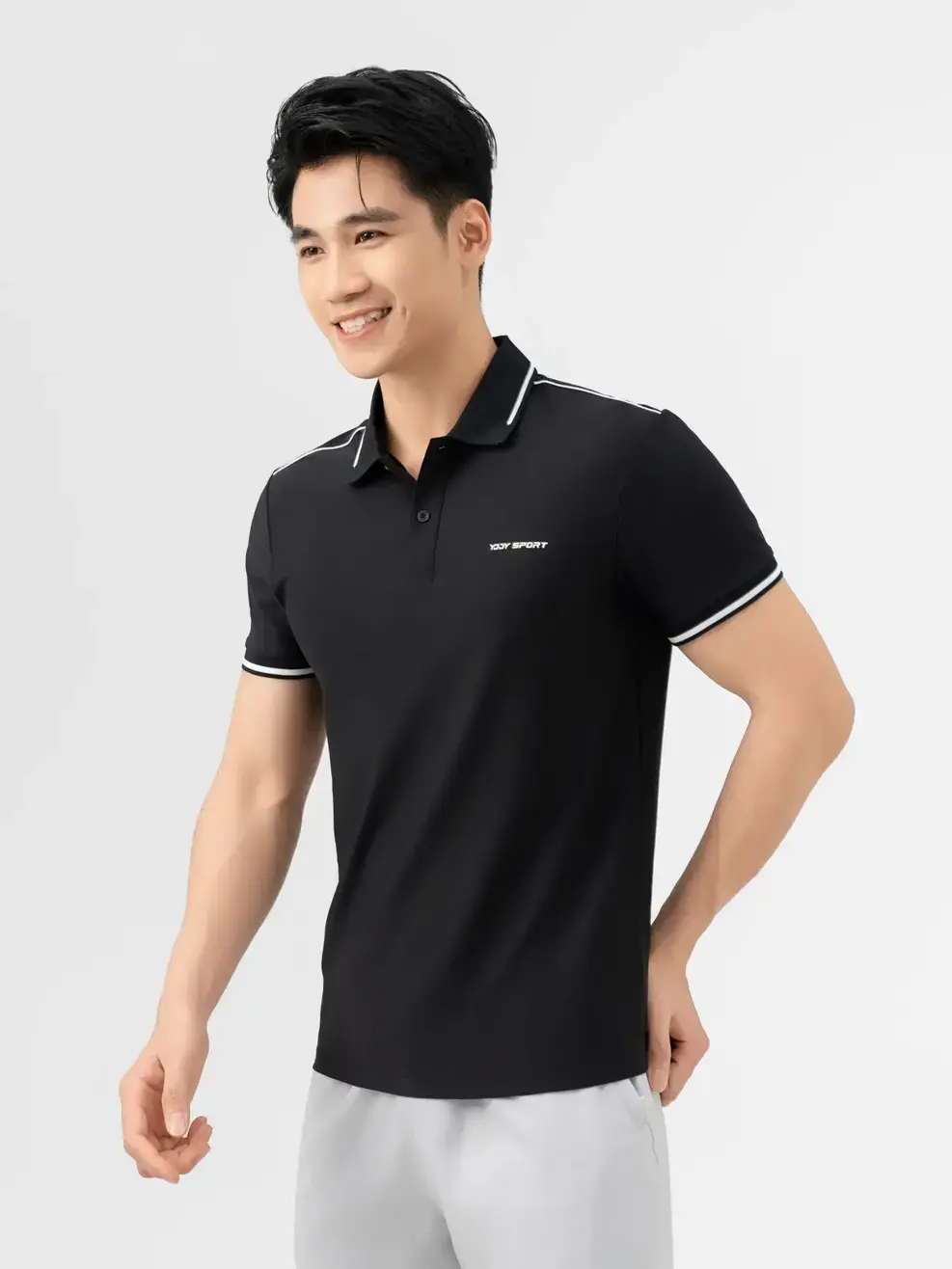 Áo Polo THỂ THAO NAM PHỐI LÉ NỔI BẬT ( SAM7017) - Đen 003 - M