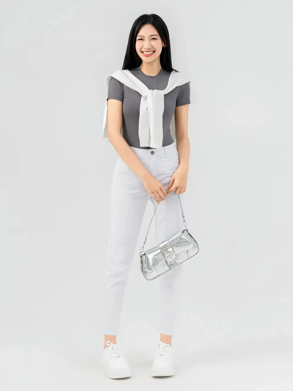 Áo Phông Ôm Cổ Cao Croptop-TSN7269 - Xám 010 - M