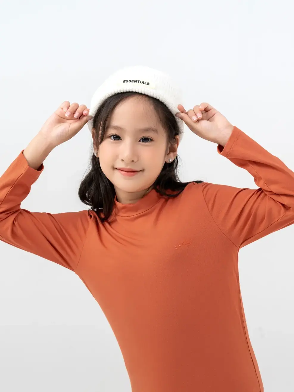 Áo Thun Trẻ Em Giữ Nhiệt Cổ 3cm - Cam - 2