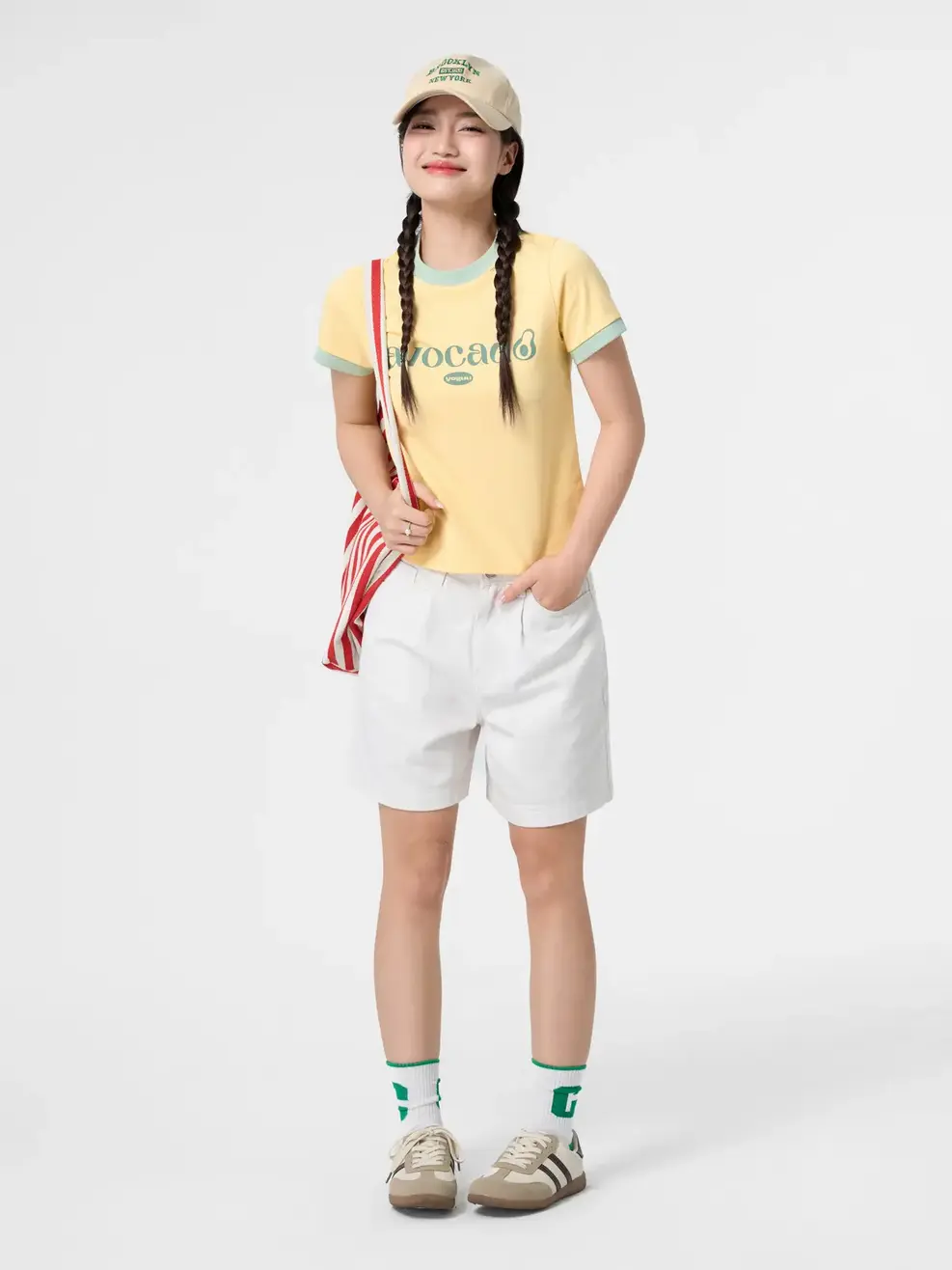 Quần Short Jeans Ngắn Chữ A Chiêt Ly Túi Ốp Cơ Bản - Trắng 002 - 26