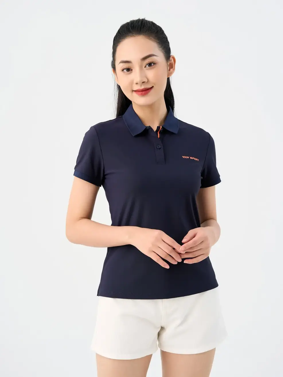 Polo Nữ Yody Sport Phối Nẹp - Tím than - S