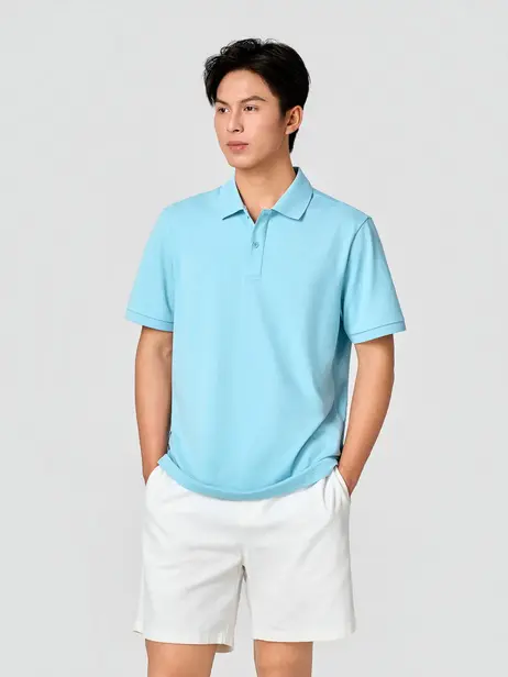 Áo Polo Nam Mắt Chim Ngắn Tay Nẹp Che Cúc