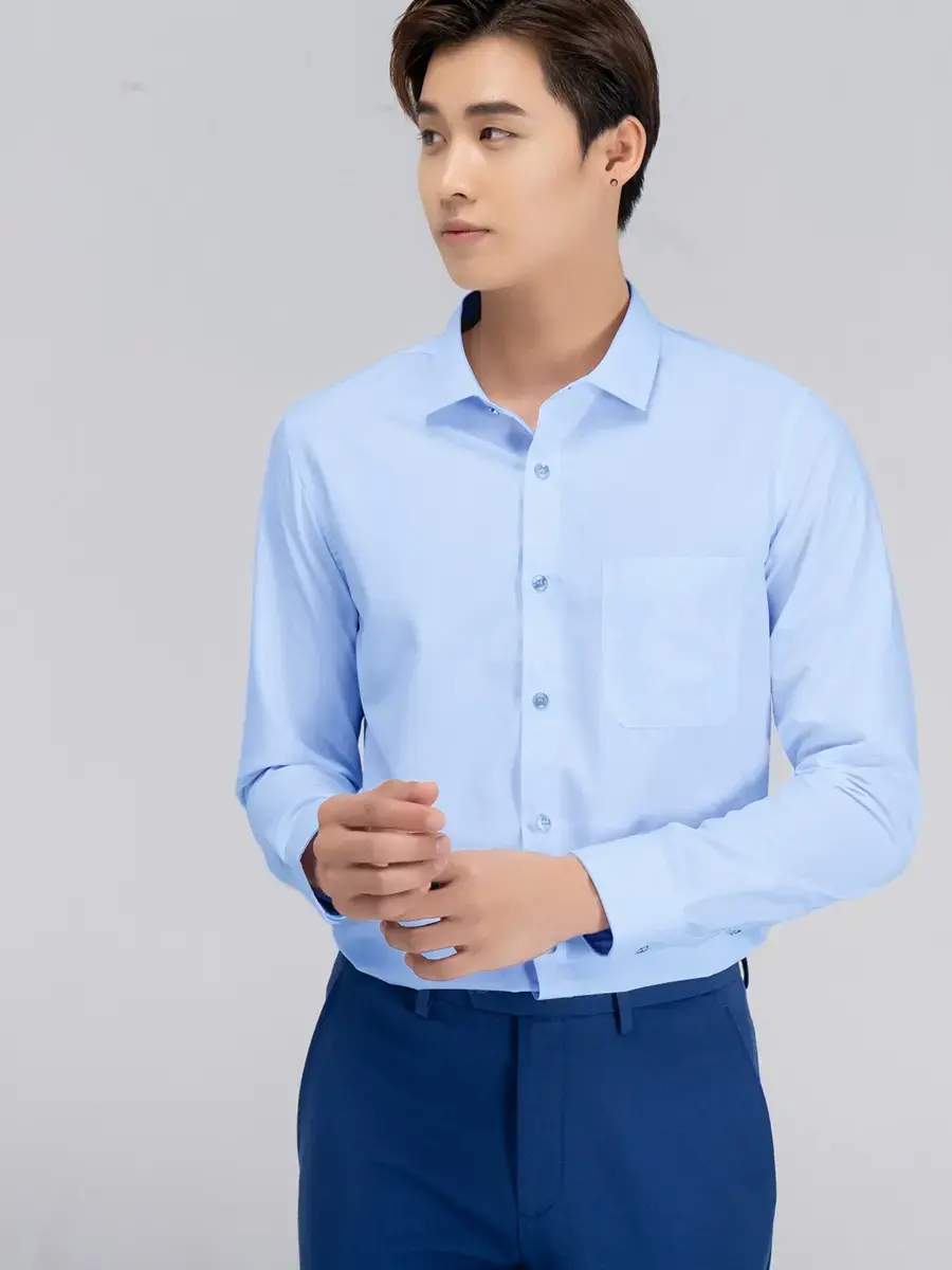 Sơ mi nam dài tay túi ngực 3M - Xanh nhạt - M