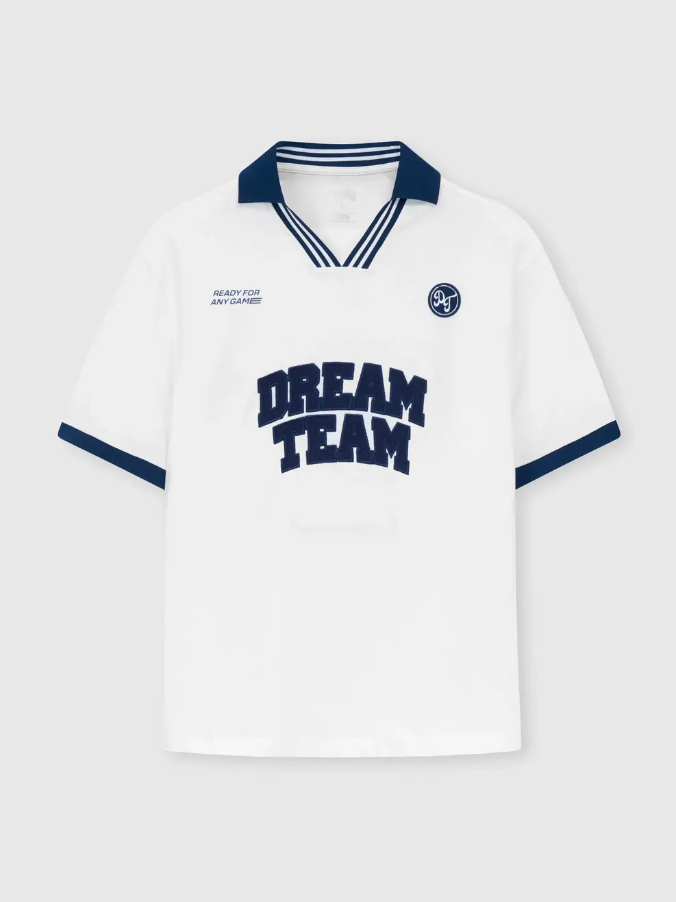 Áo Polo Nam Relax Dreamteam Cổ V Bo Kẻ - Trắng 001 - S