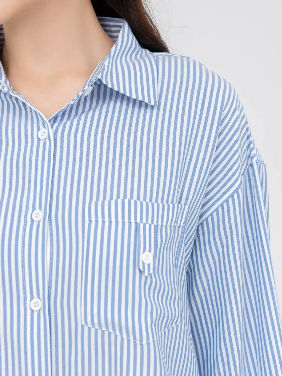 Áo Sơ Mi Tay Dài Nữ Nano Kẻ Năng Động - Kẻ xanh đậm - S