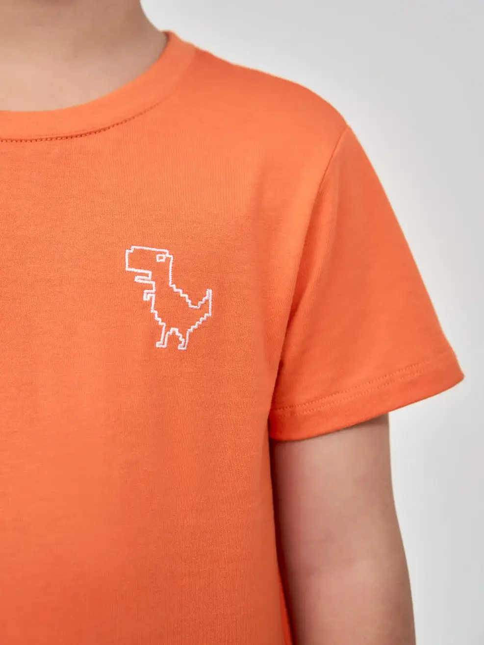 T-shirt Kid Thêu Khủng Long Cotton Usa - Cam - 2