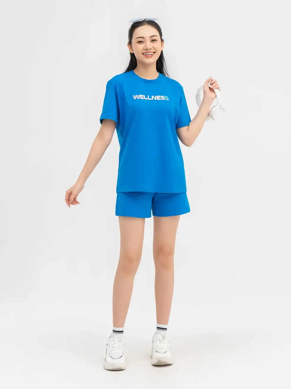 Đồ Bộ Nữ In Chữ Wellness Cotton Usa - Navy - S