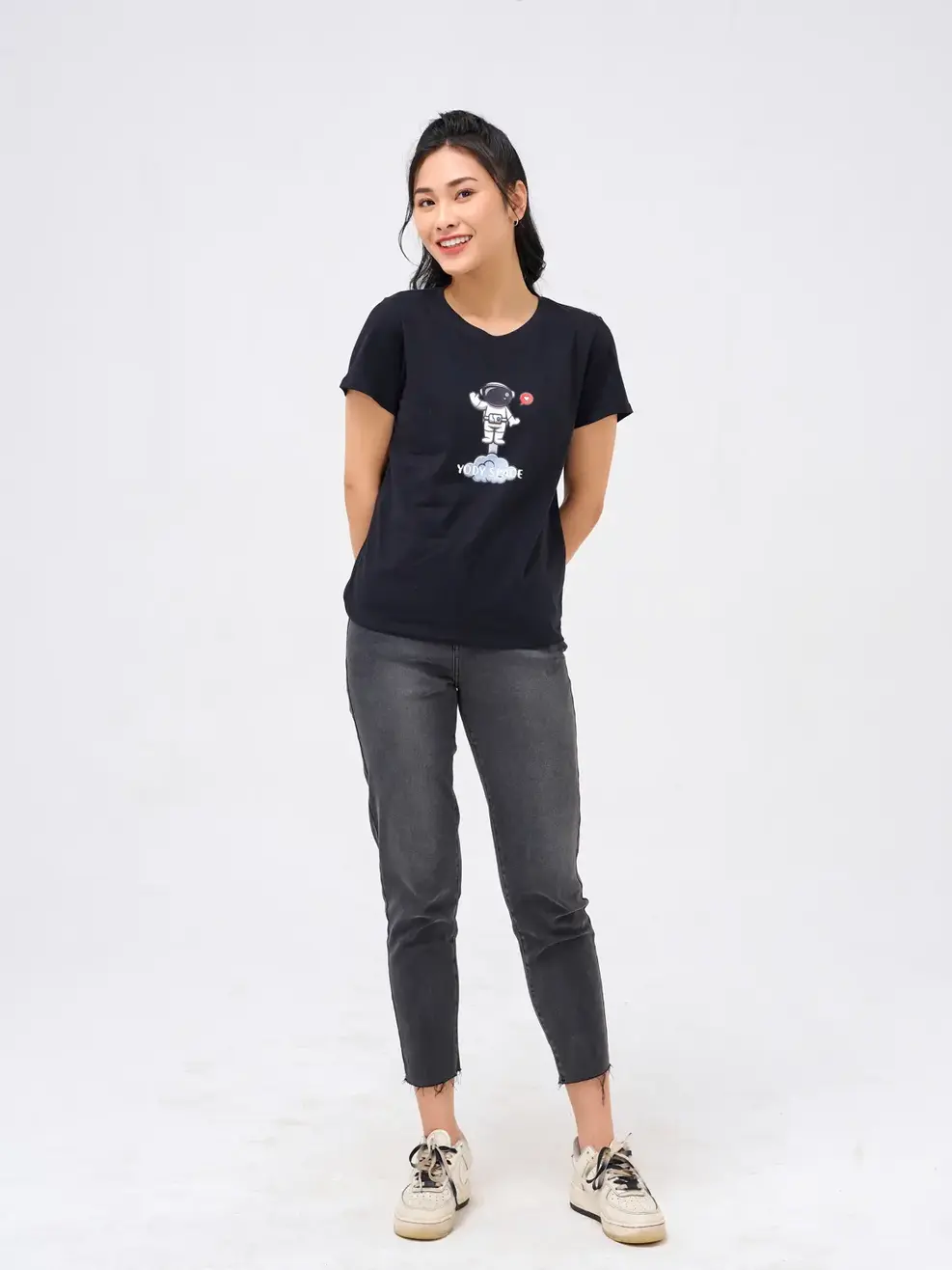 Áo thun nữ set bộ YODY SPACE - Đen - M