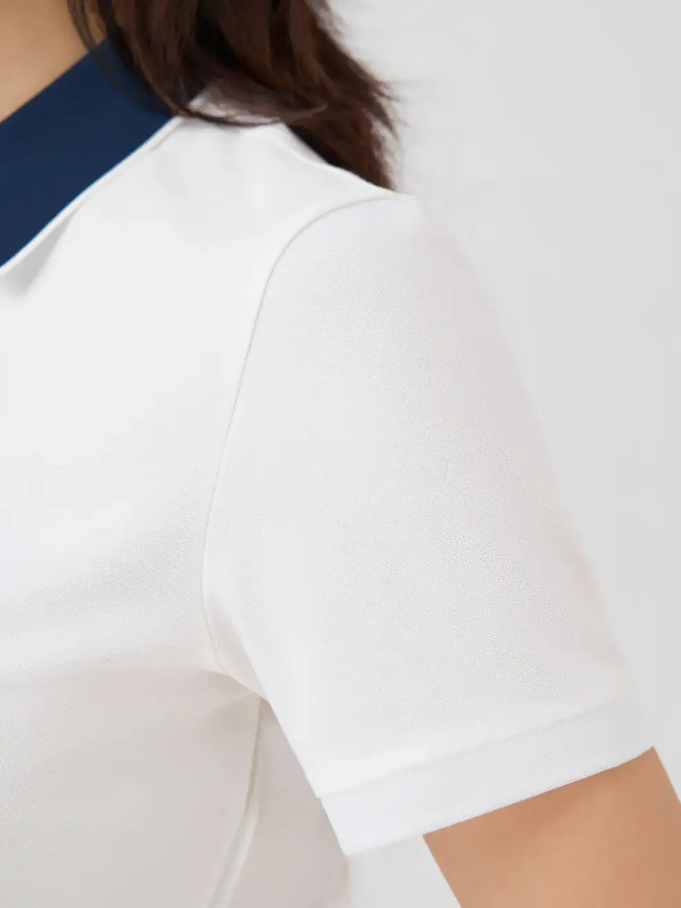 Áo Polo Nữ Ngắn Tay Cổ Phối Bo - Trắng 001 - S