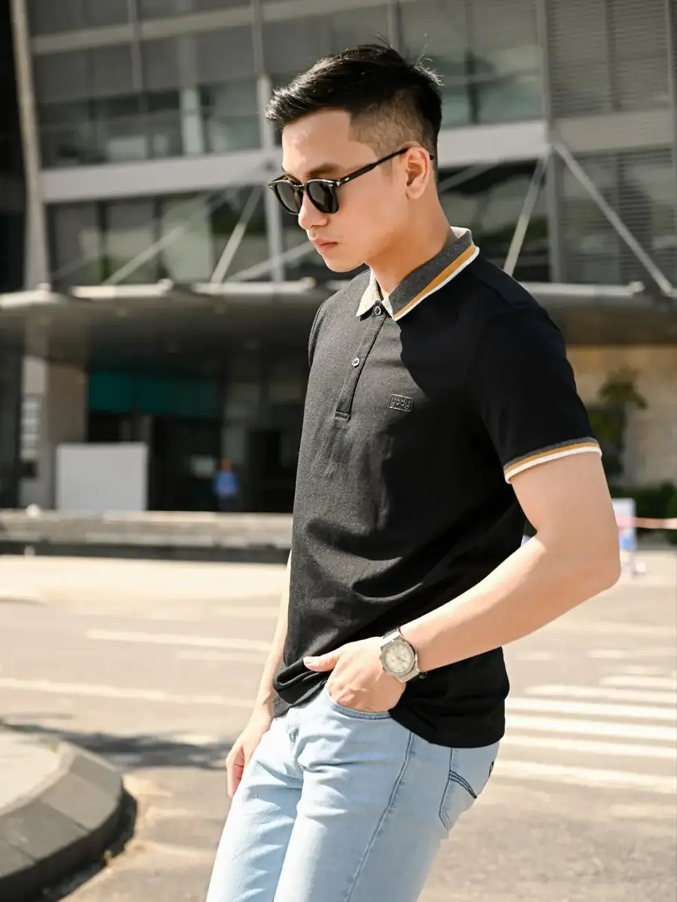 Polo phối bo 01 - Đen - L