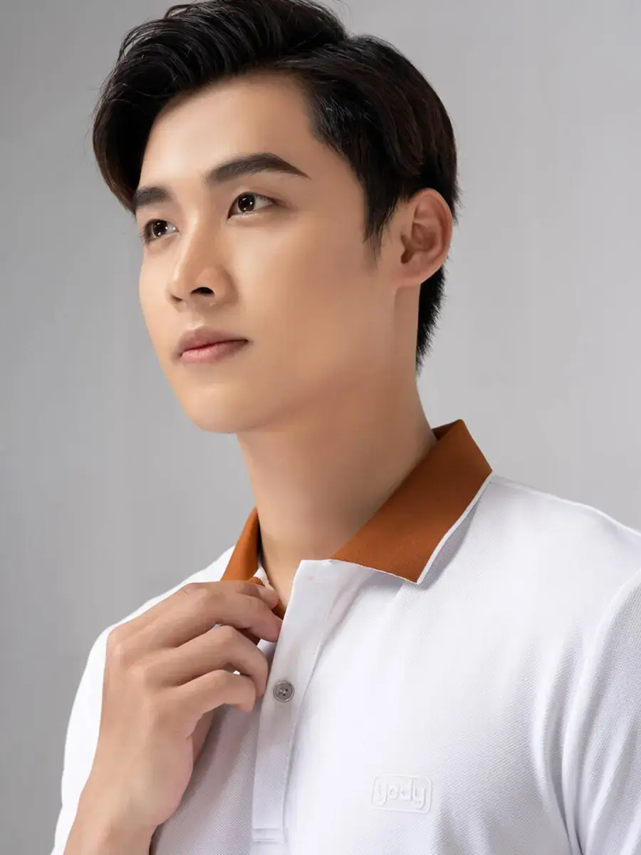 Polo café phối nẹp - Trắng nâu - 3XL