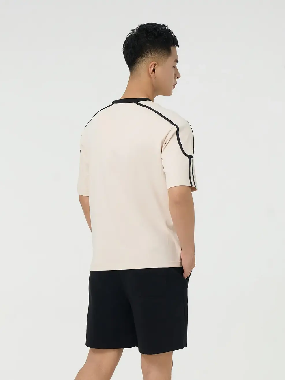 Bộ Đồ Nam Phối Dây Dệt In Chữ Ngực - Be 006 - L