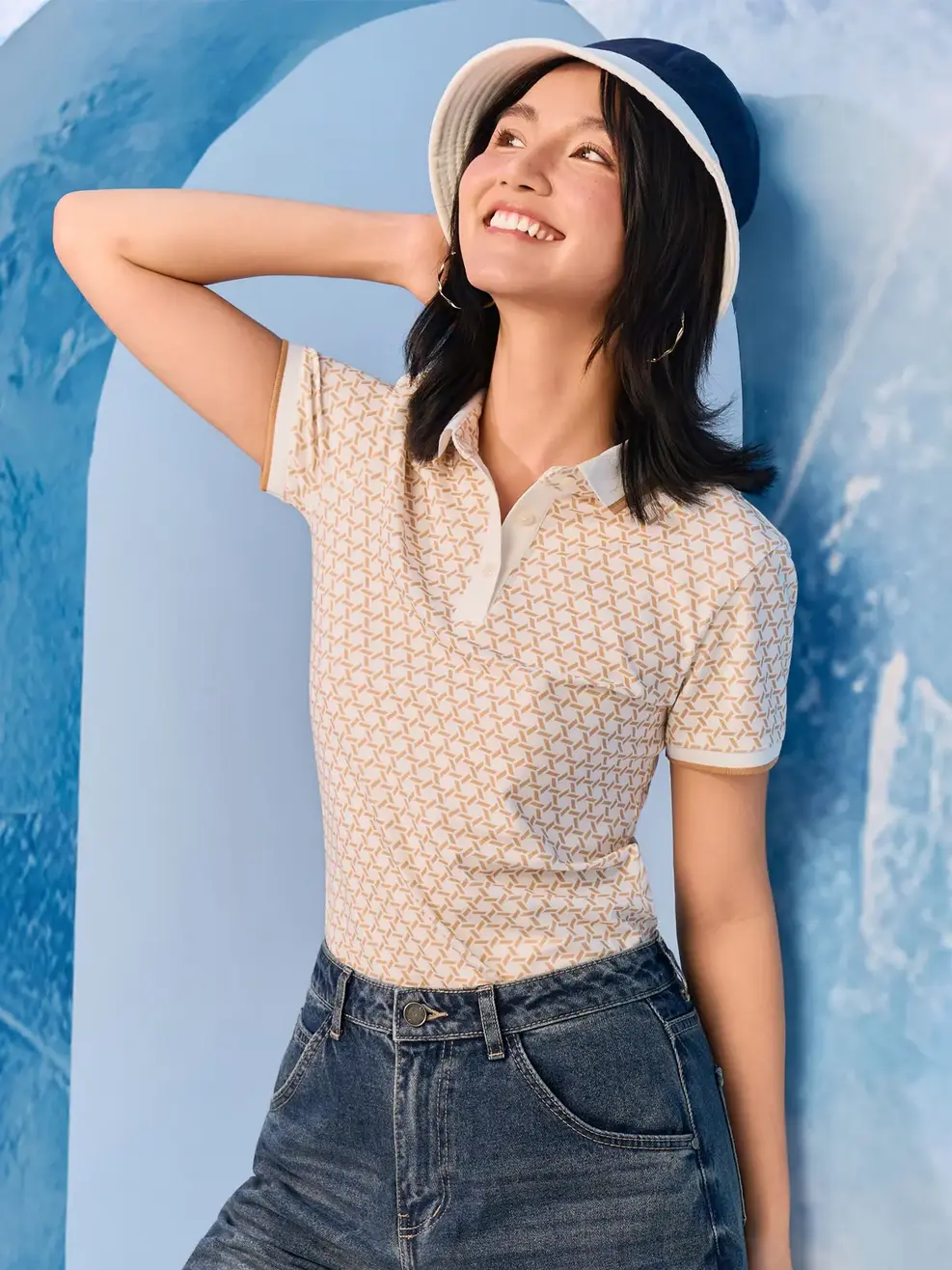 Áo Polo In Tràn Hoạ Tiết - Hoạ Tiết Be 004 - XS