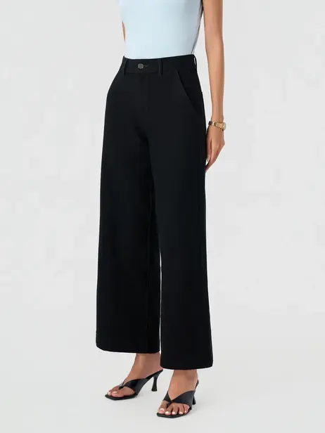 Quần Jeans Nữ Wide Leg Soft Knit Denim Siêu Co Giãn