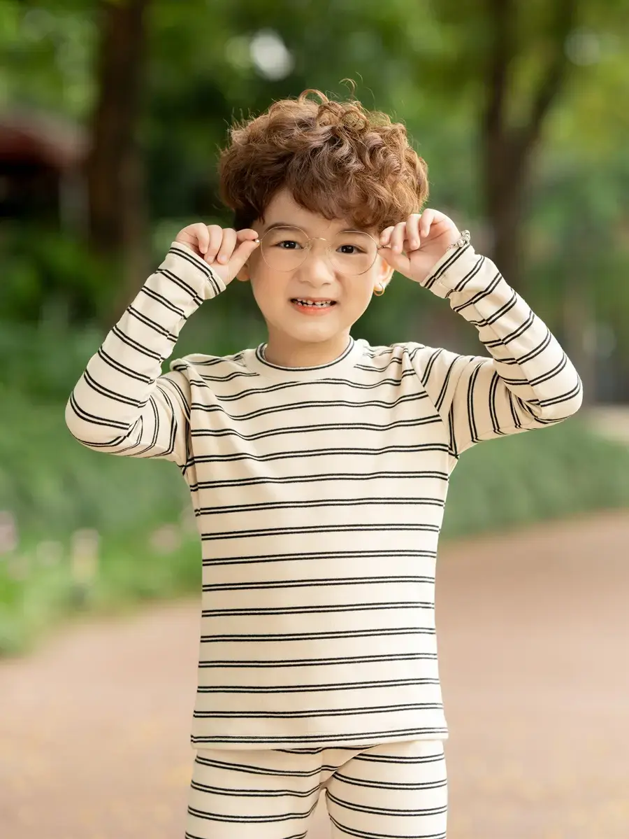 Bộ đồ trẻ em kẻ dáng ôm - Be 2 - 8