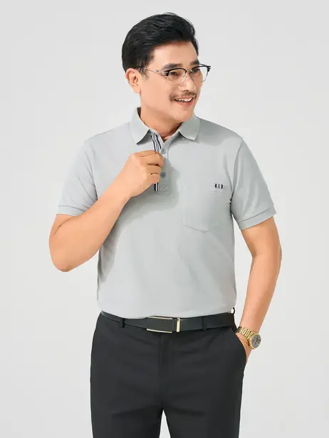 Áo Polo Nam Túi Ngực Phối Dây Dệt