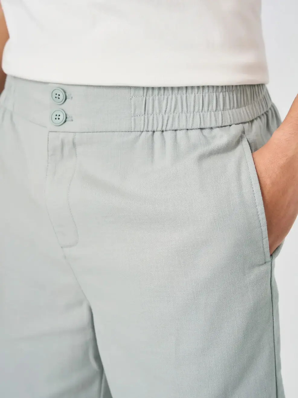 Quần Shorts Đũi Cạp Chun Cúc - Xám 039 - 29