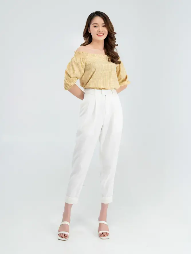 Sơ mi vai trễ tay lỡ - Vàng - L