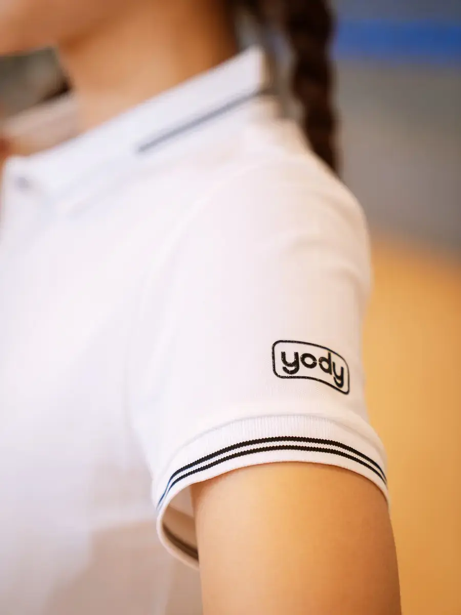 Áo polo nữ mắt chim bo kẻ vạch - Trắng - L