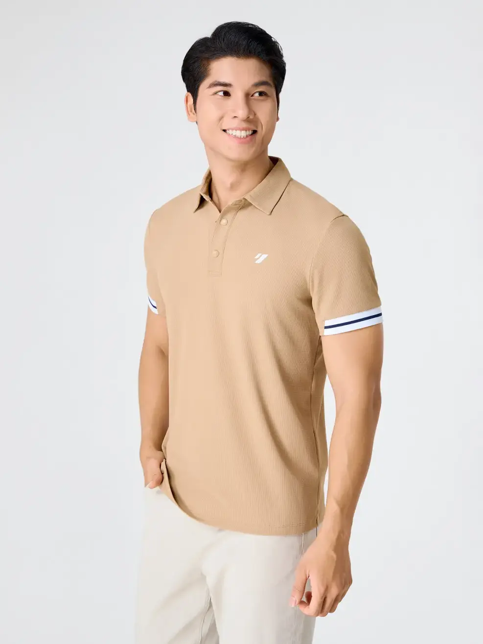 Áo Polo Nam Thể Thao Phối Bo Tay - Màu nâu 019 - S