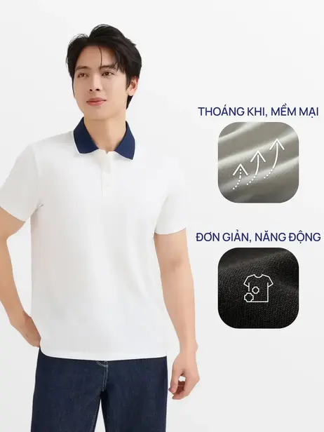 Áo Polo Nam Ngắn Tay Cổ Phối Bo - Thoáng Khí - Năng Động